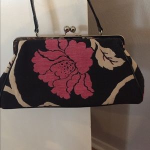 Glenda Gies Jackie purse black with pink flowers
